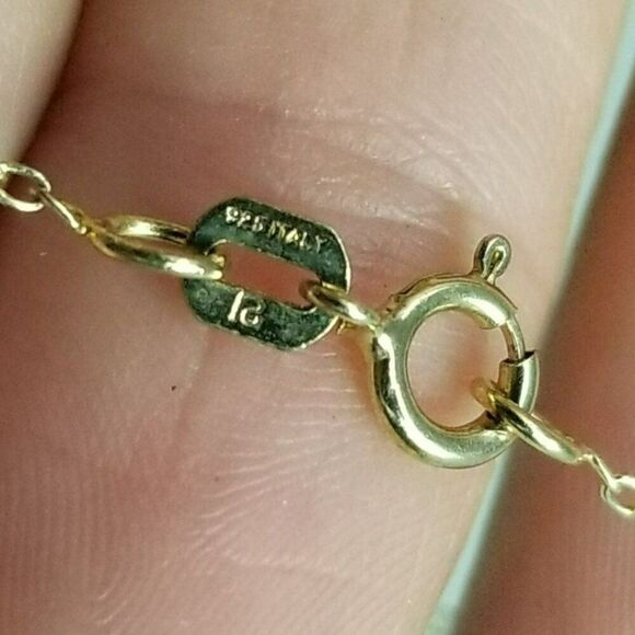 Vintage Sterling Silver Gold Wash Thin Chain Necklace, 18 Inches Long, 925 Italy - Picture 3 of 8